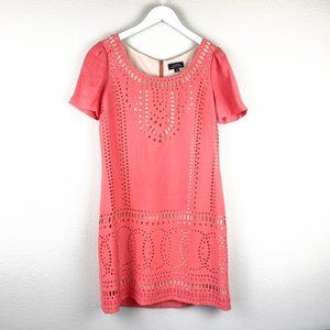 Tahari Arthur S Levine Coral Pink Beige Dress Sz 4